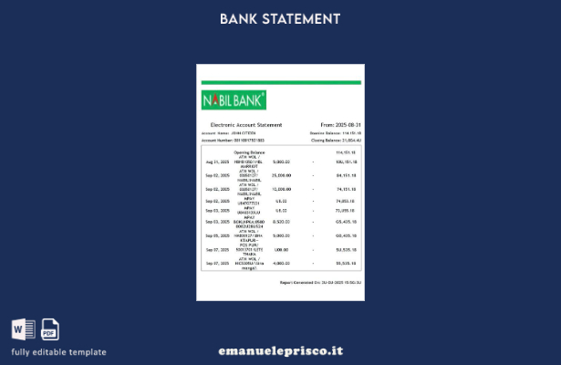 modello word di estratto conto elettronico Nepal Nabil Bank in stile verificato